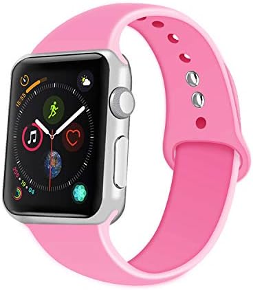 Mangcart Sport Band for Apple Watch 38mm 42mm 40mm 44mm, Soft Silicone Replacement Band Compatible iWatch Series 4 Series 3 Series 2 Series 1, Size S/M M/L (Rose Red, 38mm/40mm S/M)