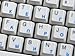 RUSSIAN CYRILLIC KEYBOARD STICKERS with BLUE LETTERING ON TRANSPARENT BACKGROUND