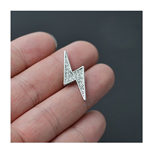 MANZHEN Silver Lighting Bolt Crystal Lapel Pin Brooch (Silver)