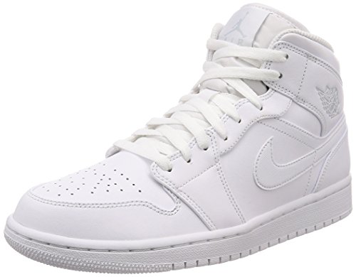 JORDAN MENS AIR JORDAN 1 MID 554724-104  [7.5-13] WHITE PURE/PLATINUM WHITE