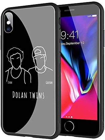 GUOZHAO Phone Case iPhone 7/8,GZA-138 Dolan Twins Tempered Glass Back Black Cover and Soft Silicone Rubber Bumper Frame for Scratch-Resistant and Anti-Scratch Absorption