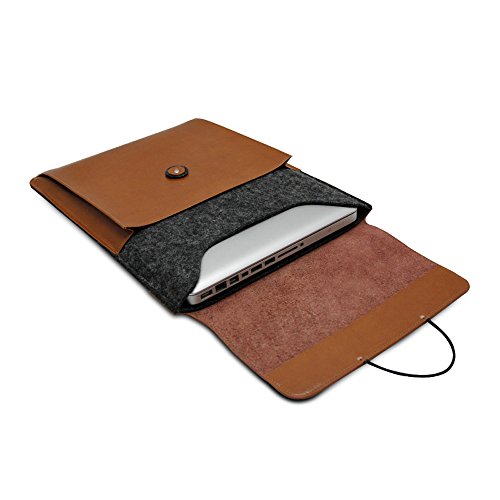 Dpark Wool and Leather 13inch Laptop Sleeve, Dark Grey and Coffee Buy Online in United Arab