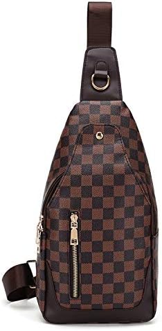 Leather Sling Bag for Men Daypack Shoulder Backpack Travel Bag