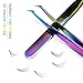 𝐁&𝐐 5 Pieces Eyelash Extension Tweezers Set Volume Lash Tweezers Precision Lash Extension Tweezers Pointed Curved Isolation Tweezers With Case(5 Pieces)