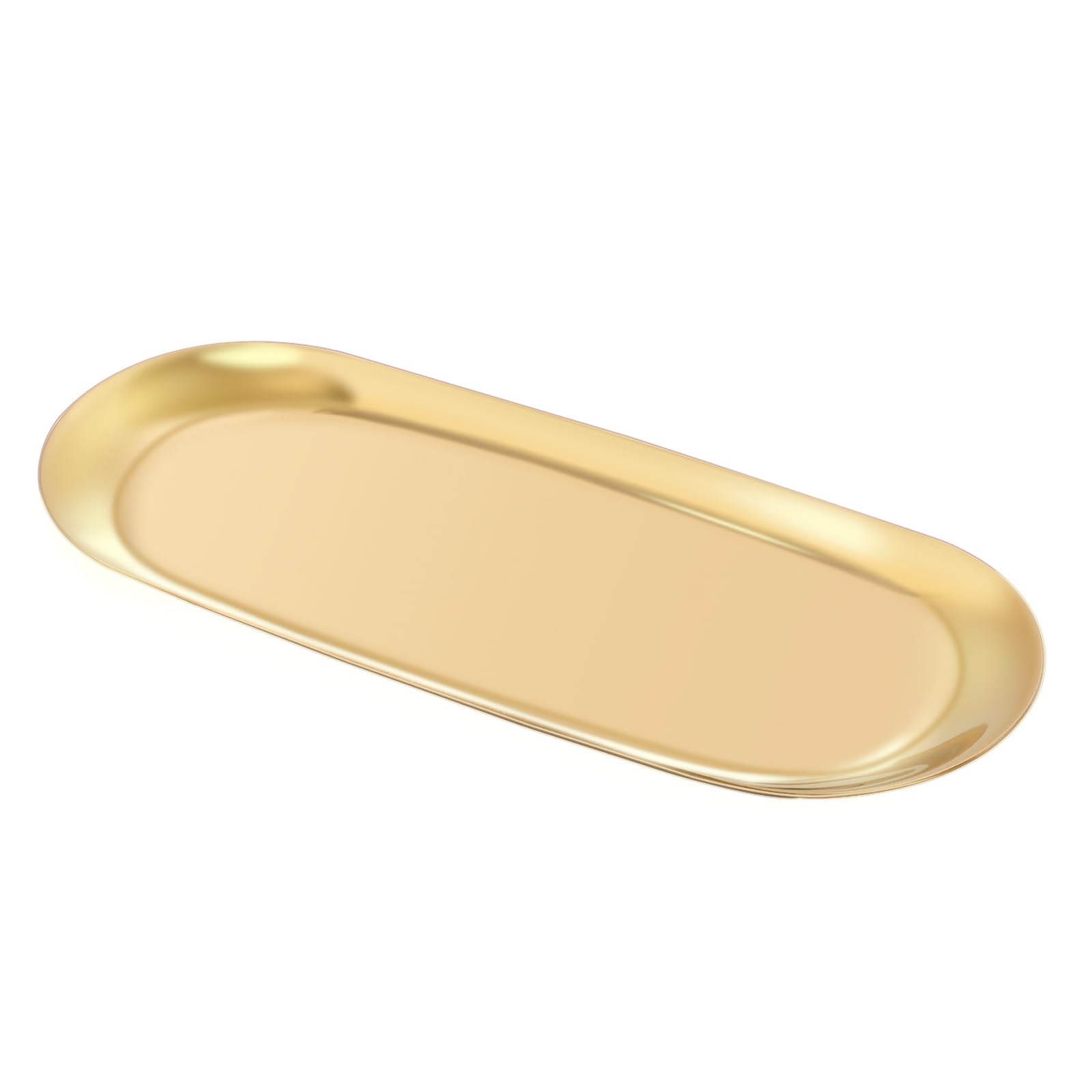 Photo 1 of Stainless Steel Towel/ Dish Plate, Tea/ Fruit Storage Trays Cosmetics Jewelry Organizer, Gold, Oval
