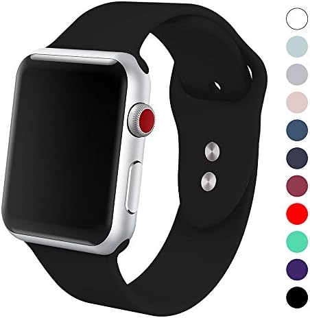 Yimzen Soft Silicone Sport iWatch Band Strap for Apple Watch Series 3 2 1 Sport &amp; Edition 42mm S/M Black
