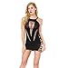 Tolreaduy Sexy Lingerie Mesh Hollow Hole Babydoll Lingerie Dress Erotic Women Fishnet Underwear (Free Size, Black)
