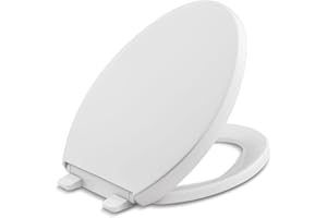 KOHLER 4008-0 Reveal Elongated, Grip-Tight Bumpers, Quiet-Close Release Hinges, Quick-Attach Hardware, No Slam Toilet Seat, White