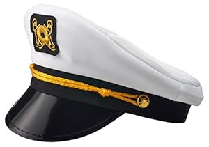 NJ Novelty Yacht Captain Hat Sailor Skipper Cap Sailor Adult Costume Accessory