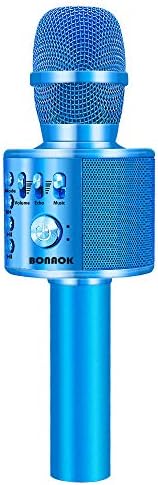 BONAOK Wireless Bluetooth Karaoke Microphone,3-in-1 Portable Handheld Karaoke Mic Speaker Machine Home Party Birthday for iPhone/Android/iPad/Sony/PC/All Smartphone(Q37 Blue)