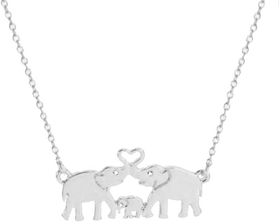 NOUMANDA Cute Elephant Family Necklace Elephant Mom Dad and Child Love Forever Pendant Gifts
