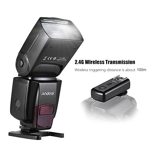 Wireless Flash Speedlite, Andoer GN50 Camera Flash with LCD Display Universal OnCamera Slave