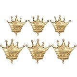 Zonon 6 Pieces Crown Balloons Golden Metallic Foil Balloons for Baby Shower Wedding Birthday Party Decorations, 2 Sizes