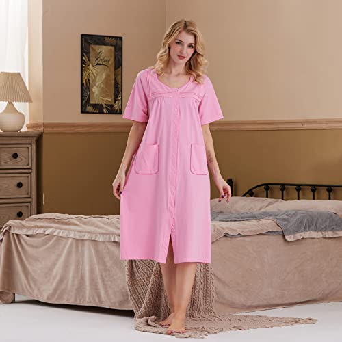 Keyocean Women Nightgown w/ Pockets, Soft 100% Cotton Short