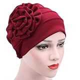 Egmy Gift for Friends, 1PC Newest Women Muslim Stretch Turban Hat Chemo Cap Hair Loss Head Scarf Wrap Hijib Cap (Red)