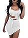 GOBLES Womens Sexy Bodycon Cut Out Sleeveless Outfit Mini Club Tank Dress White