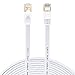 FVLFIL Cat 7 Ethernet Cable 50 ft White - Fastest Cat7 Flat Ethernet Patch Cables 10GB with Gold Plated RJ45 Connectors - Internet Network Cable for Modem Router LAN Computer Xbox
