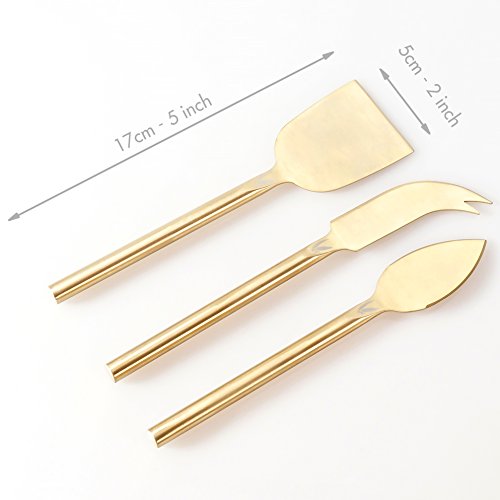 image for Almara Range Cheese Knife Set - Three Piece Gold Finish - Beautiful De