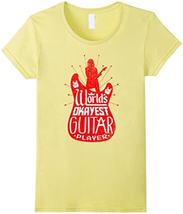 Womens World's Okayest Guitar Player T-Shirt - Funny Band Guitarist Large Lemon