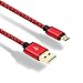 WITPRO Micro USB Cable 6-Feet, Nylon Braided and Gold-Plated USB-A To Micro-B Data/Charging Cord For Android Phones, Samsung Galaxy S6/S7 Edge, LG G3/G4, HTC, (Pack-2) Blue/Red