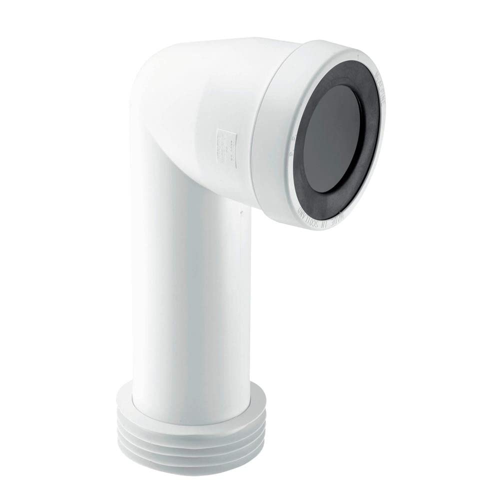 Mcalpine Wc-Con8E 90 Degree Bend Adjustable Length Extended Inlet Rigid Wc Connector, White