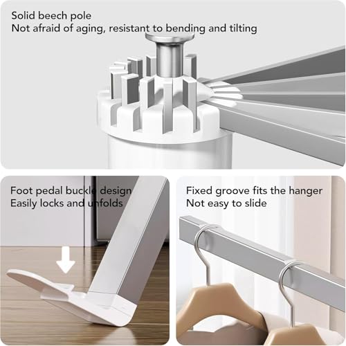 Ctoby Clothes Drying Rack,Drying Rack Clothing,Laundry Drying Rack,Floor Standing,16 Aluminium Poles,Collapsible,Retractable,Foldable,Folding Laundry Rack