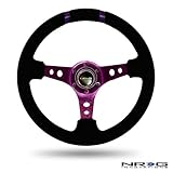 NRG Steering Wheel - 16 (Deep Dish) - 350mm (13.78 inches) - Black Suede with Purple Spokes / Purple Double Center Markings - Part # ST-016S-PP