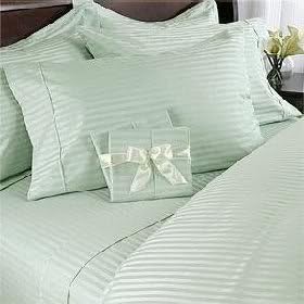 Home Bedding 4PC Sheet Set 300 Thread Count Twin XL 100% Pima Cotton Sage Stripe by NKT Bedding