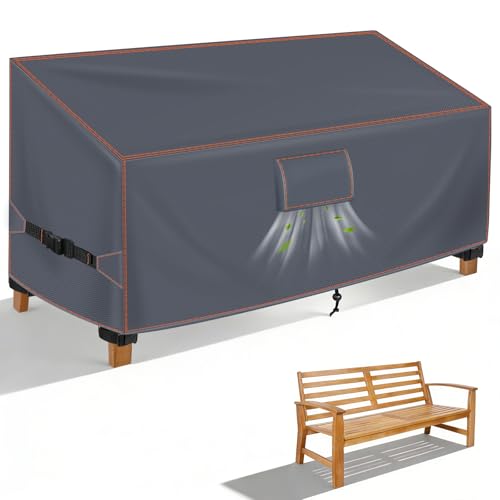 Garden Bench Cover 2 Seater 133 W x 70 D x 63/86 H cm, Protective Cover Garden Bench, 420D Oxford UV-Resistant Waterproof Cover Garden Furniture Winterproof, Triple Wind Protection Tarpaulin Garden