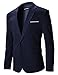 FLATSEVEN Mens Slim Fit Casual Premium Blazer Jacket (BJ102) Navy, L
