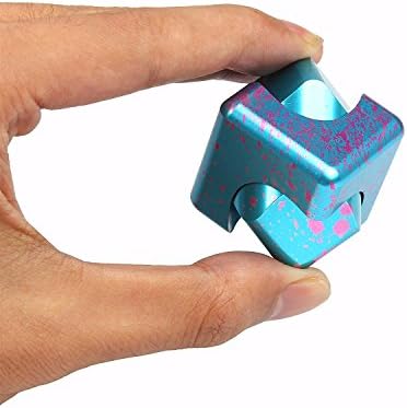 Cube Hand Spinner Metal Aluminum Fidget Cube Desk Removable Finger Toy Gift,Graffiti Blue