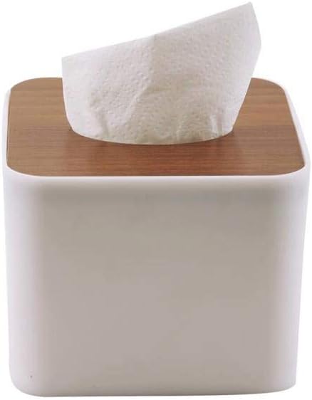 KR STORE™Removable Bamboo Wood Cover Plastic Tissue Box Holder Storage Organizer Fashion Tissue Holder Case for Home Decoration(Pack of 4)
