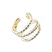 High Gloss Crystal Accent Wrap Around Open Spiral Midi Ring (Gold-Plated-Base)