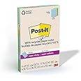 Post-it 100% Recycled Paper Super Sticky Notes, 2X The Sticking Power, 4x6 in, 4 Pads, 45 Sheets/Pad, Oasis Collection (4621R-4SST)