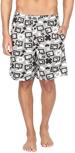Men's 100% Cotton Knitted Badboy Printed Straight Comfort Fit Shorts Loungewear Sleepwear, Badboy - Grey, X-Large