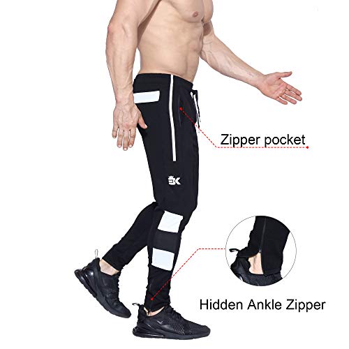 BROKIG-Mens-Sports-Trousers-Gym-Joggers-Tracksuit-Bottom-Slim-Fit-Jogging-Pants-Leg-Zip