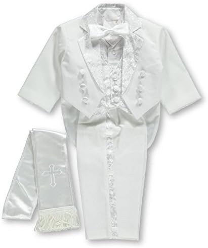 Pretty Me Baby Boys' Embroidered 6-Piece Christening Tuxedo - white, 18 months