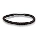 Oxford Ivy Braided Dark Brown Leather Mens Bracelet 6 mm 8 1/2 inches with Locking Stainless Steel Clasp