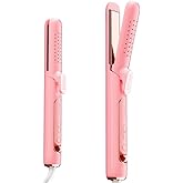 2 in 1 Hair Straightener and Curler, Dual Voltage & Adjustable Temps 360° Curling Wand - Titanium Flat Iron Hair Straightener for Long-Lasting Curls and Straightener, Airflow Styler Curling Iron