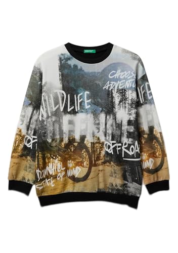 United Colors of Benetton Maglia G/C M/L 3WECC10PR Tuta, Nero, 130 cm Bambino