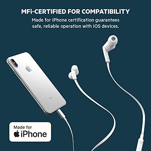 Belkin in-Ear Noise Isolation Earphone with Lightning Connector Compatible with XS, XS Max, XR, X, 8, 8 Plus, iPad and M