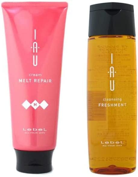Lebel IAU Cleansing Freshment Hair Shampoo 200ml & Lebel IAU Melt Repair Hair Treatment 200ml Set (Green Tea Set)