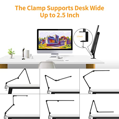 EppieBasic Led Desk Lamp with Clamp, Dual Light Swing Arm Architect Desk Light for Home Office