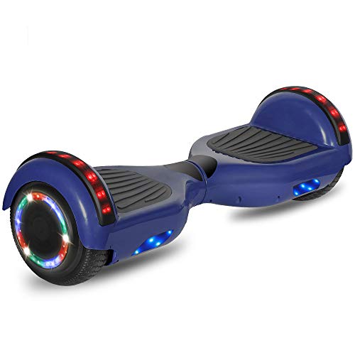 cho Electric Hoverboard Smart Self Balancing Scooter Hover Board Built-in Speaker LED Wheels Side Lights for Kids- Safety Certified (Blue)