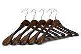 J.S. Hanger Solid Wooden Extra-Wide Shoulder Suit/Coat Hangers, Retro Finish, 5-Pack (Kitchen)