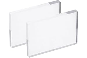 PATIKIL Acrylic Stamp Blocks, 2 Pack Clear Stamping Block with Grid Lines Decorative Mounting Blocks Set Rectangle for Scrapb