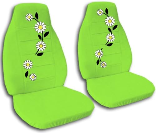 2 lime green daisy car seat covers for a 2000 Honda Civic.
