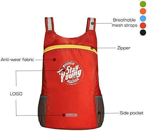 Skynow Ultra Lightweight Foldable Backpack,Waterproof &amp; Durable and Packable Bag for Hiking,Camping,Cycling,Travel and More. (Red)
