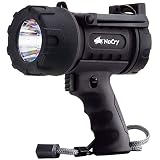 NoCry 18W Waterproof Rechargeable Flashlight (Spotlight) with 1000 Lumen LED, Detachable Red Light Filter, Wall and Car Charger Attachments, Black