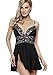 Ruzishun Women's Sexy Lingerie Black Lace Babydoll Set